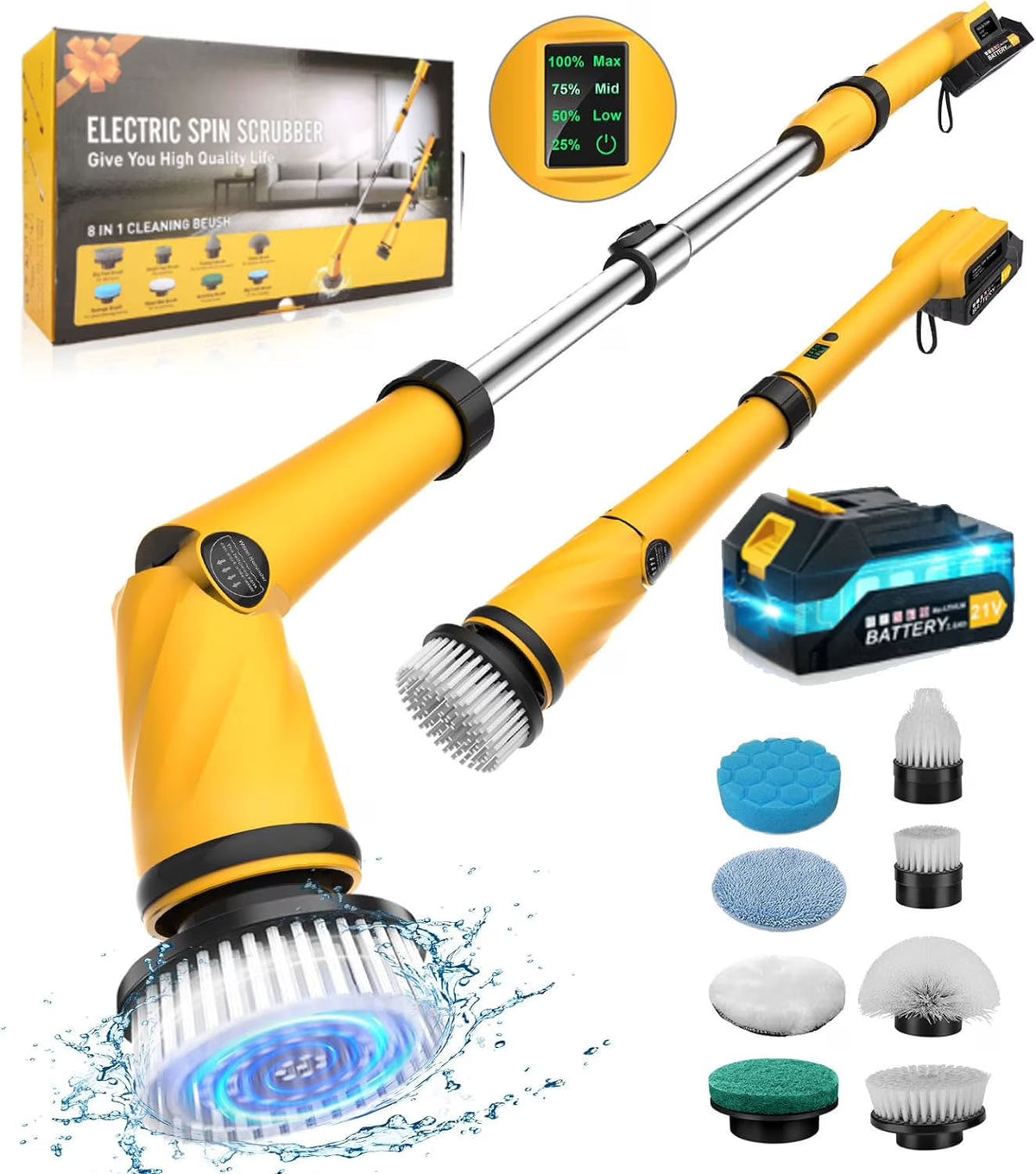 Handheld steam cleaner, glass wiper and spray cleaner on a spotless kitchen counter